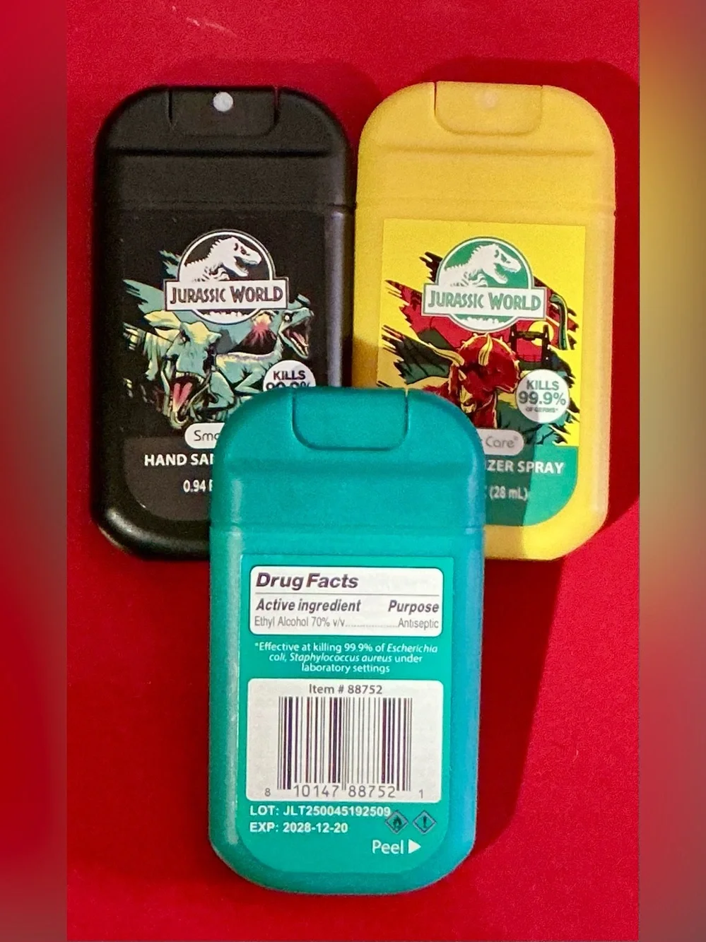 Jurassic World Kids Hand Sanitizer Spray Bundle - Teal, Yellow, Black